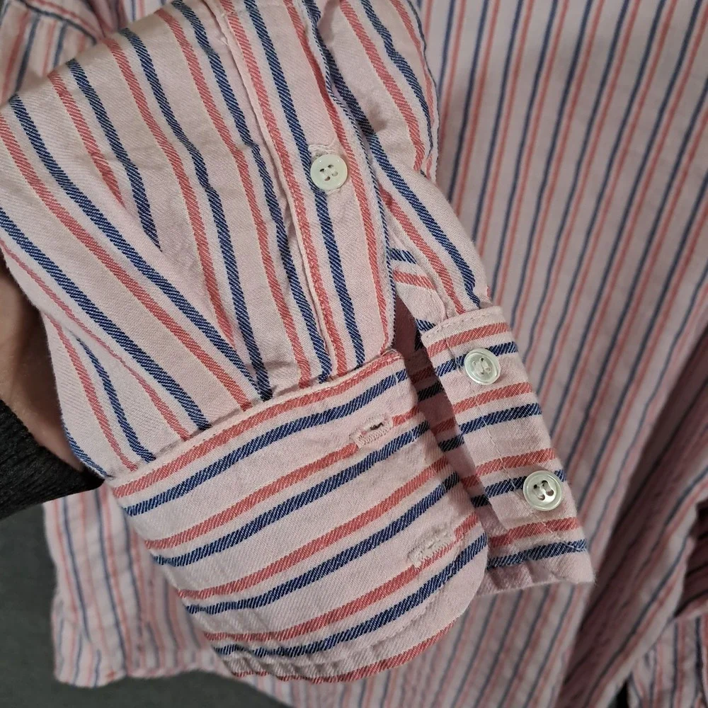 Xirena Shirt Womens‎ XS Pink Striped Long Sleeve Button Up Lightweight Oversized